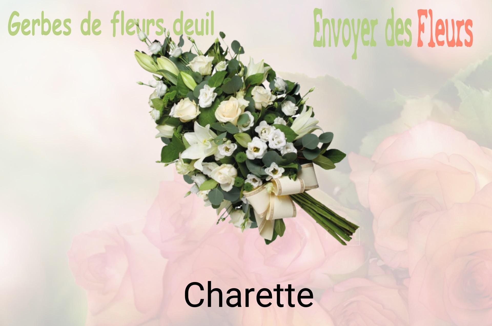 Gerbe de fleurs de deuil livrée à Charette